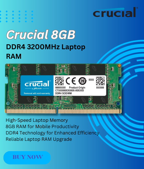 Crucial 8GB (8GBx1) DDR4 3200MHz Laptop RAM