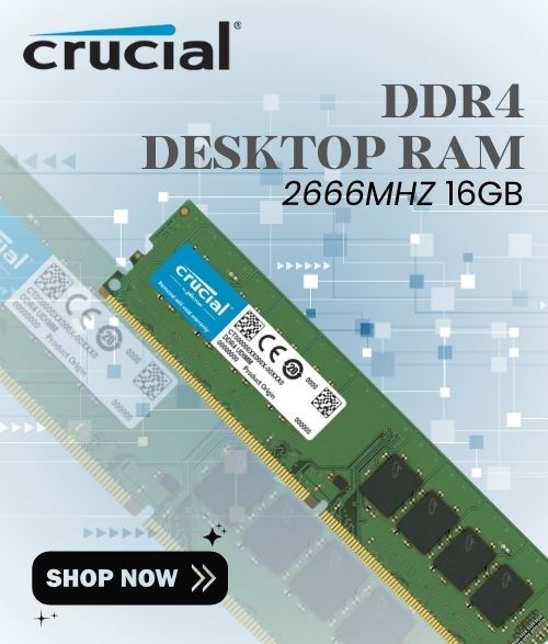 Crucial 16GB (16GBx1) DDR4 2666MHz Desktop RAM