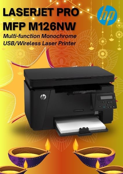 HP LaserJet Pro MFP M126nw Multi-function Monochrome USB/Wireless Laser Printer