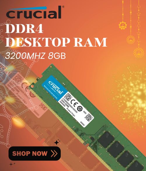 Crucial 8GB (8GBx1) DDR4 3200MHz Desktop RAM