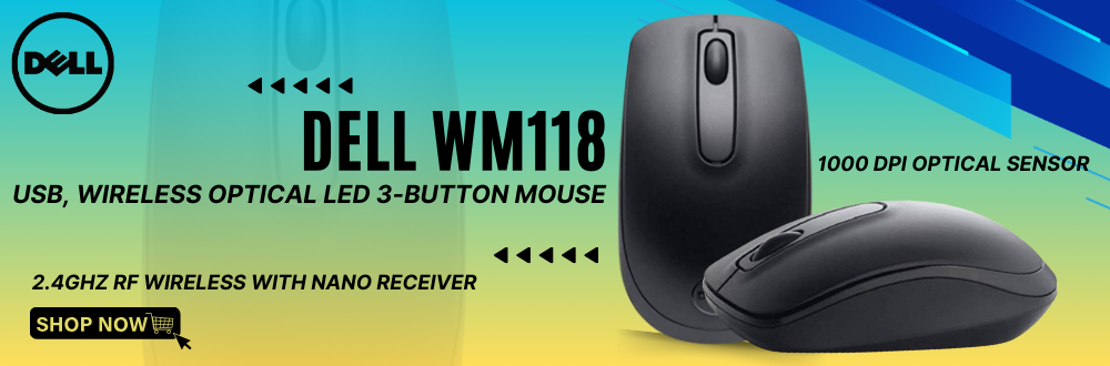 Dell WM118 USB, Wireless Optical LED 3-Button Mouse