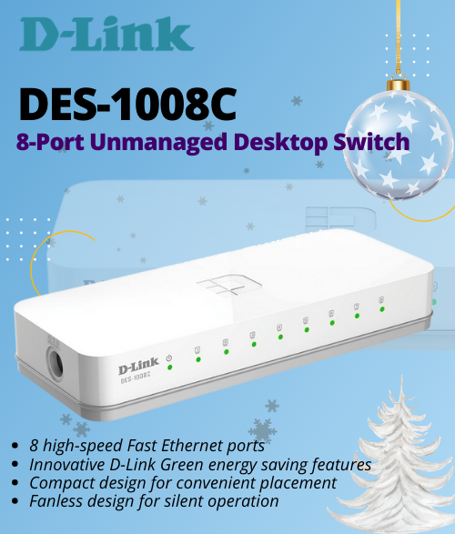 D-Link DES-1008C 8-Port Unmanaged Desktop Switch