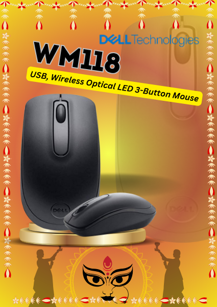 Dell WM118 USB, Wireless Optical LED 3-Button Mouse