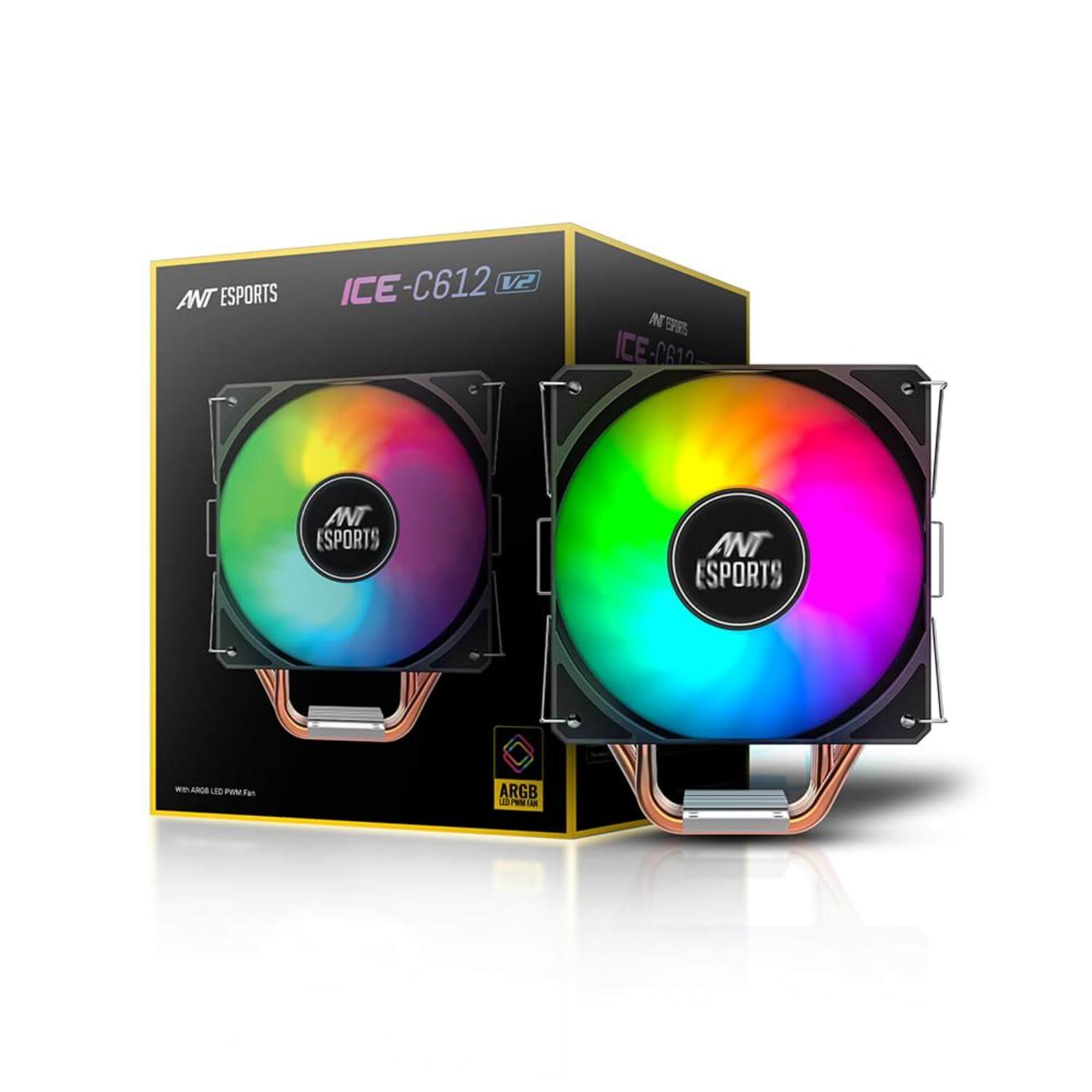CPU_COOLER_AS_ICE C612 W-RAINBO-1 Ant Esports ICE-C612 V2 Rainbow ARGB CPU Air Cooler