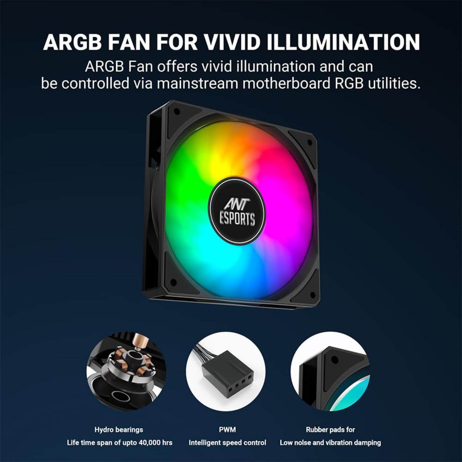 CPU_COOLER_AS_ICE C612 W-RAINBO-4 Ant Esports ICE-C612 V2 Rainbow ARGB CPU Air Cooler
