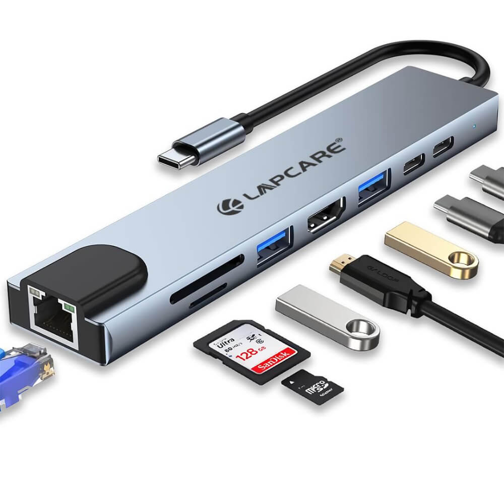 DS_LAP_LC-801-1 (1) Lapcare LC-801 8-in-1 USB-C Docking Station