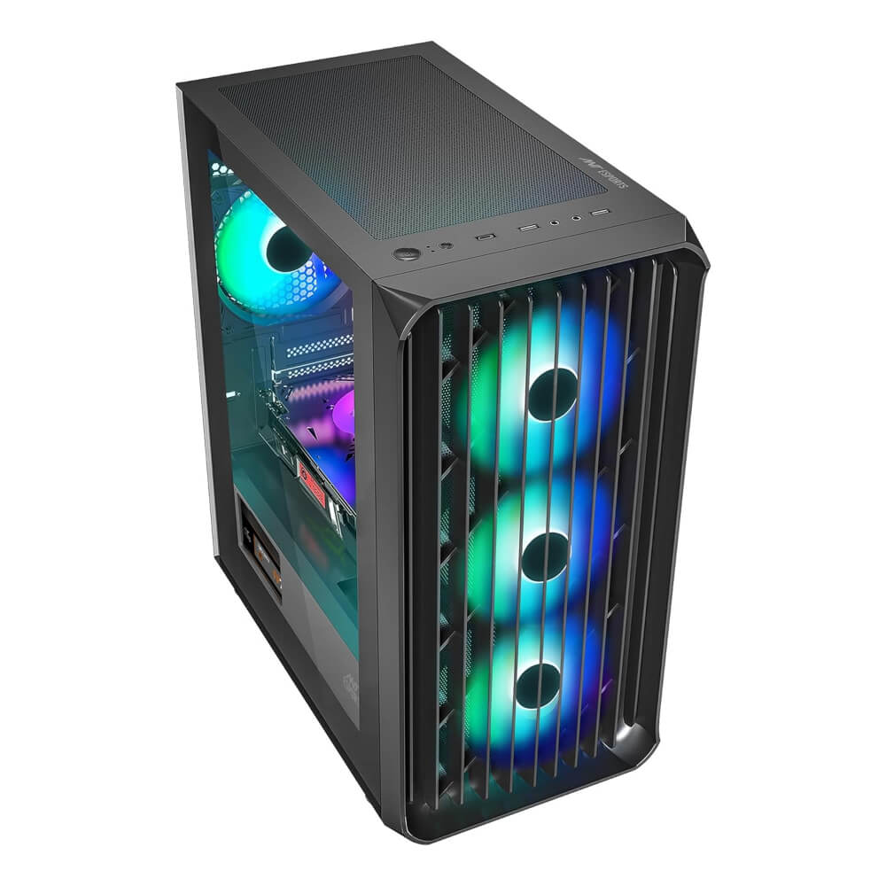 PC_205_AIR_BLK-2 Ant Esports 205 Air Mid Tower Gaming Cabinet (Black)