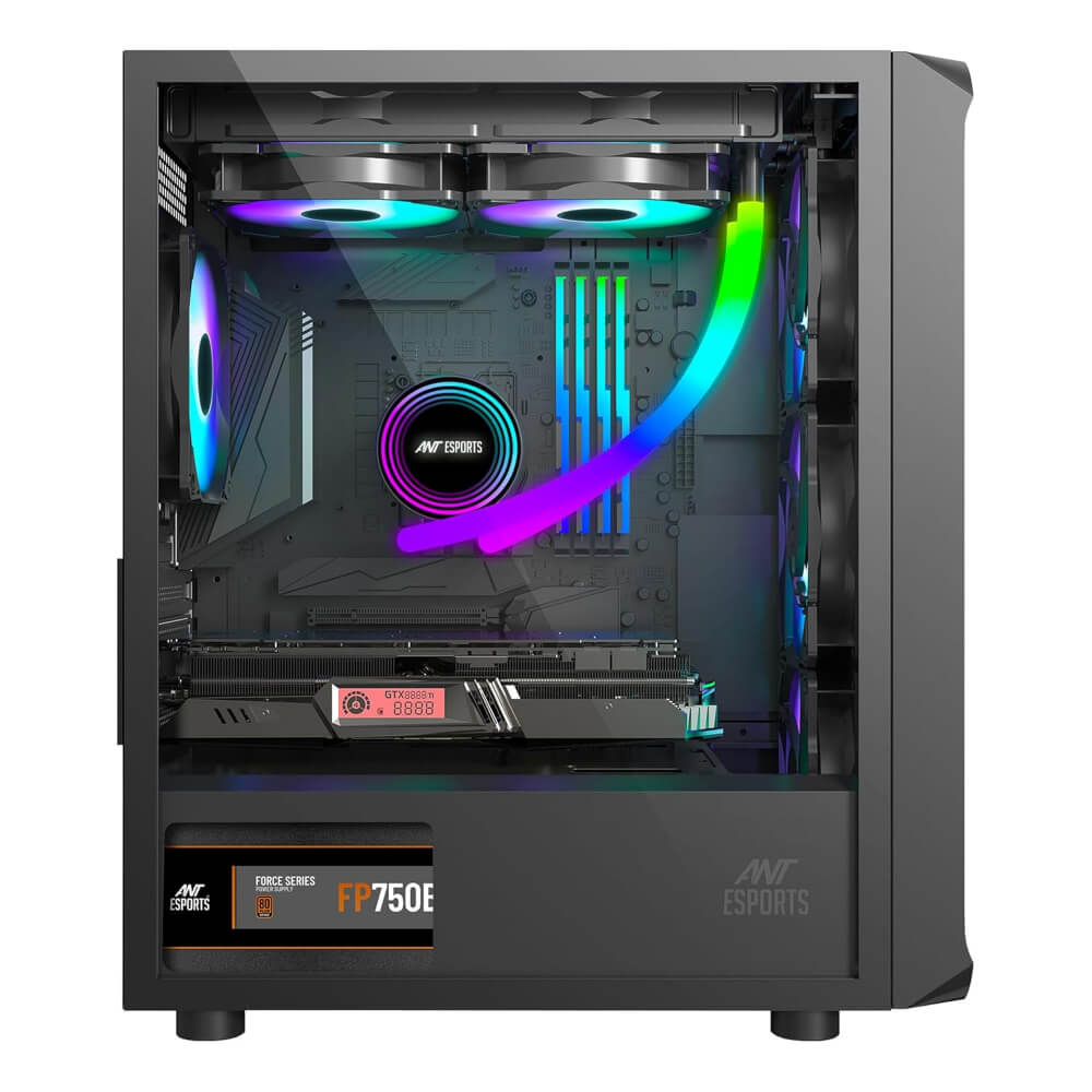 PC_205_AIR_BLK-7 Ant Esports 205 Air Mid Tower Gaming Cabinet (Black)