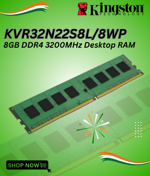 Kingston (KVR32N22S8L/8WP) 8GB DDR4 3200MHz Desktop RAM