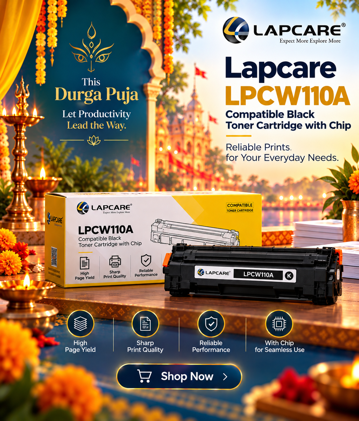 Lapcare LPCW110A Compatible Black Toner Cartridge with Chip