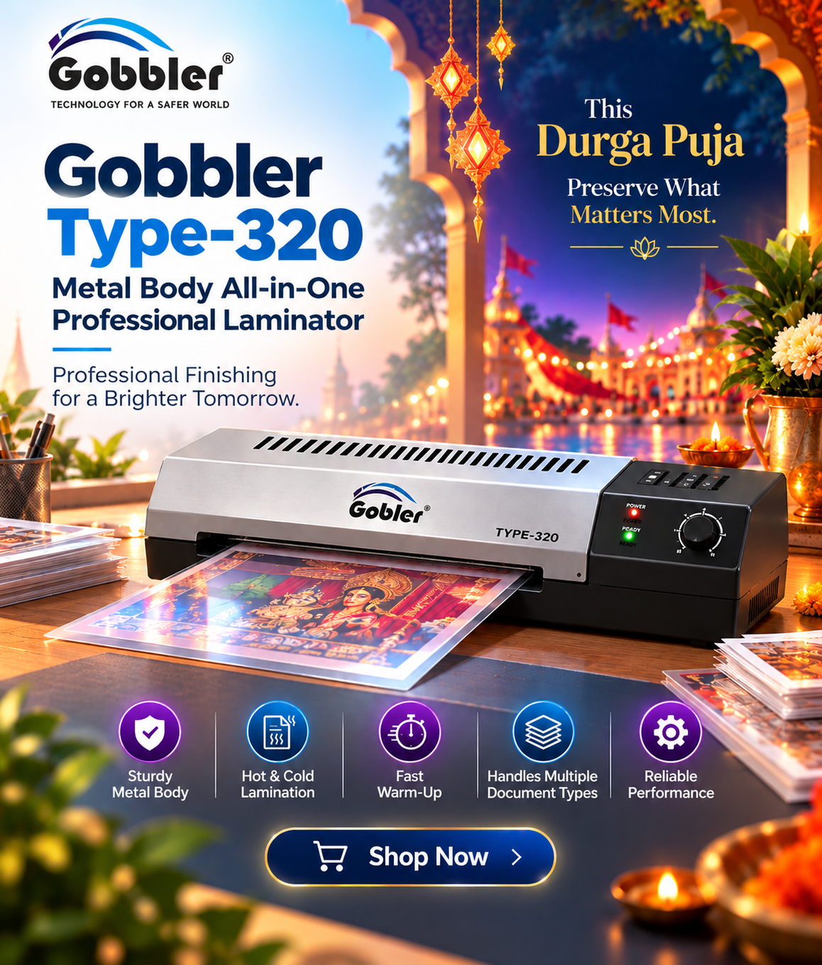 Gobbler Type-320 Metal Body All-in-One Professional Laminator